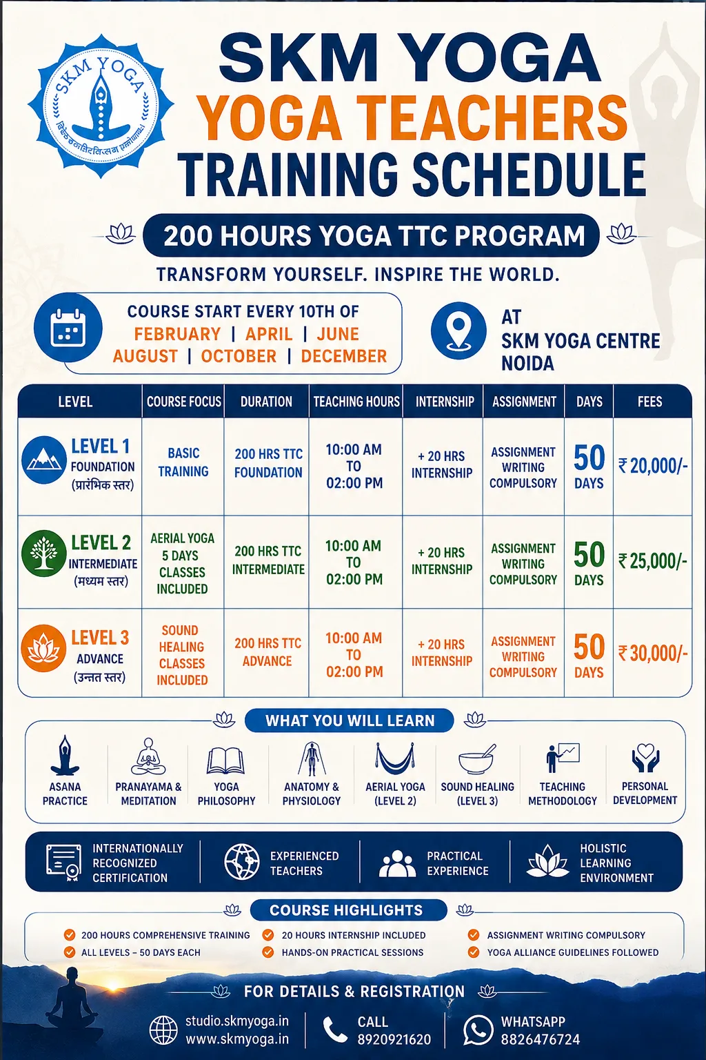200 Hours Yoga Teacher Training Course by SKM Yoga